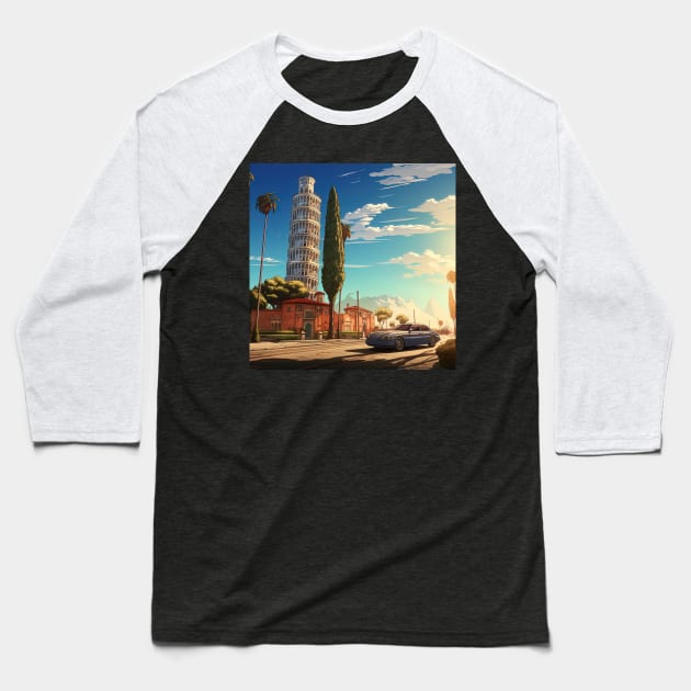 Pisa Tower Baseball T-Shirt by ComicsFactory